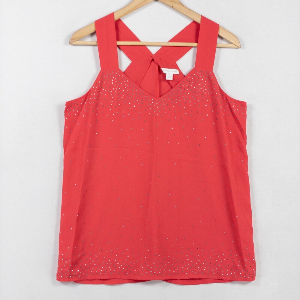 New York & Company Tank Top Womens Sz Small Pink Studded Lined Wide Strap New
